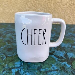 Rae Dunn "CHEER" Coffee Tea Mug Cup White Magenta Artisan Collection